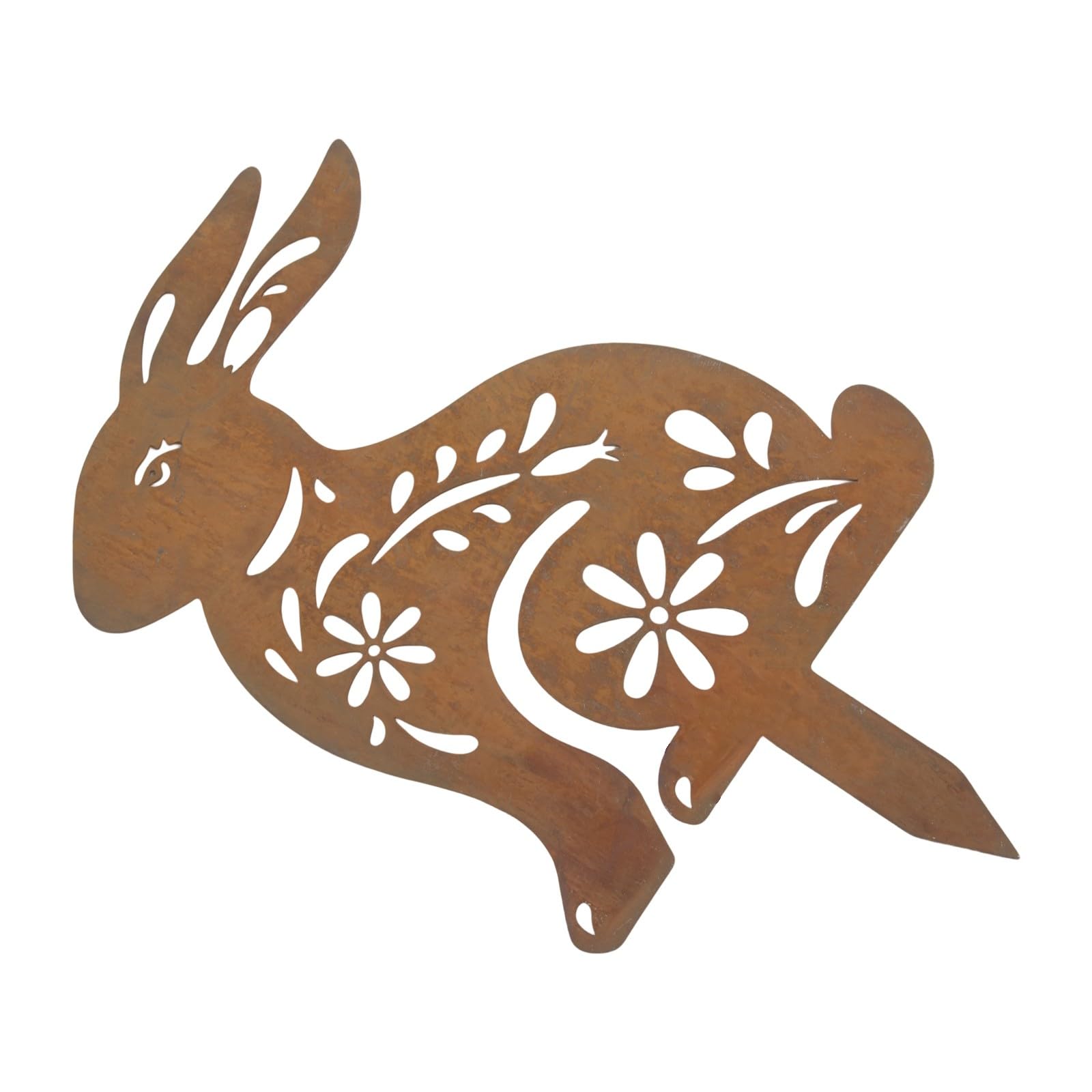 Gartenstecker mit rostigem Hasenmotiv aus Eisen für die Gartendekoration zu Ostern (1 Set)