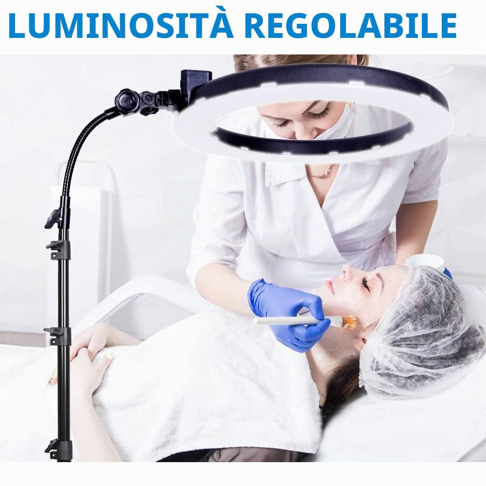 Lampada ad Anello LED 65W 18 Pollici Trucco con Specchio per Sopracciglio Luce per Tatuaggio, Bellezza, Estensione delle Ciglia, Illuminazione Fotografia Studio con Treppiede Supporto per