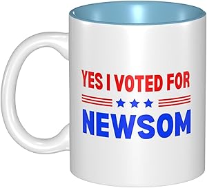 Qaizpol Yes I Voted For This Gavin Newsom Cups 11 Oz Two Tone Sky Blue ...
