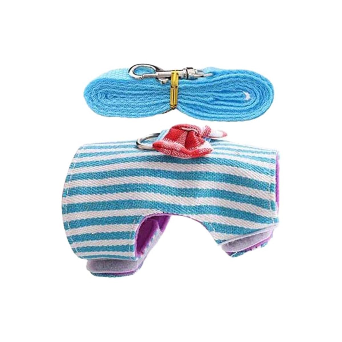 Small Collar for Hamster and Pet Leash Set Ferret Lead Collar Hamsters Chinchilla Leash and Harness Rabbit Harness for Small Pet (Blue,XS)