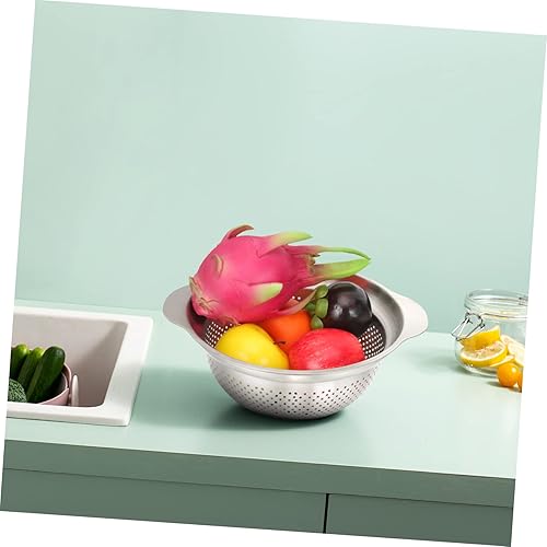 Miniatura 7 de Alipis Colador multiusos de acero inoxidable, colador profundo de alimentos para arroz, verduras y frutas, colador de cocina con base reforzada para