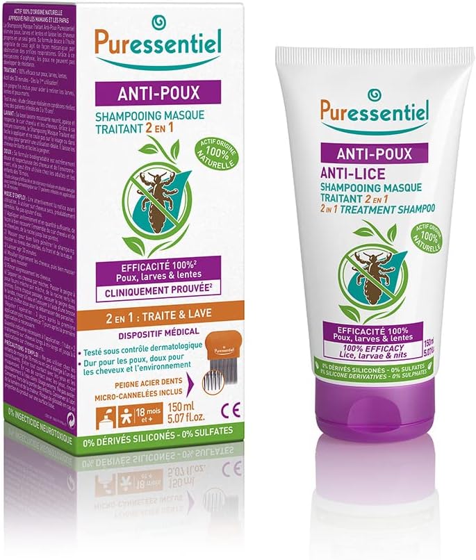Puressentiel Anti Poux Shampoing Masque Traitant 2 En 1 Peigne Inclus Efficacite Prouvee Pour Eliminer Poux Larves Et Lentes 100 D Origine Naturelle Traitant Et Lavant 150 Ml Amazon Fr Hygiene Et Sante
