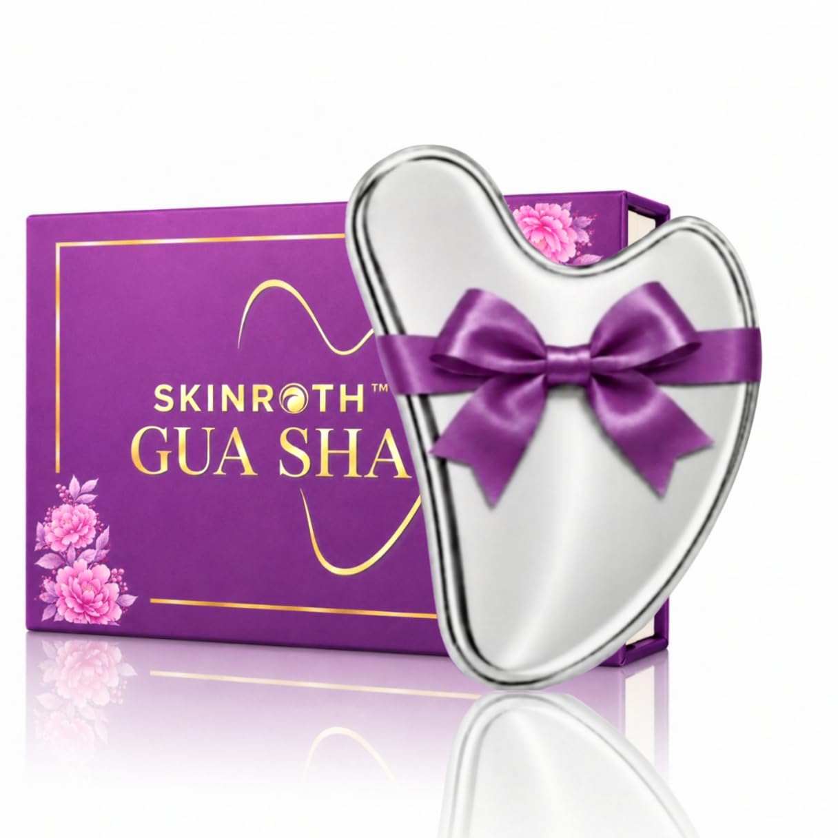 SKINROTH Absolute Scratch-Free Guarantee | Stainless Steel Gua Sha | Dual-Sided Smooth Edges | Facial & Body Massager for Anti-Aging, Jawline, Neck & Eyes (Heart Shape)