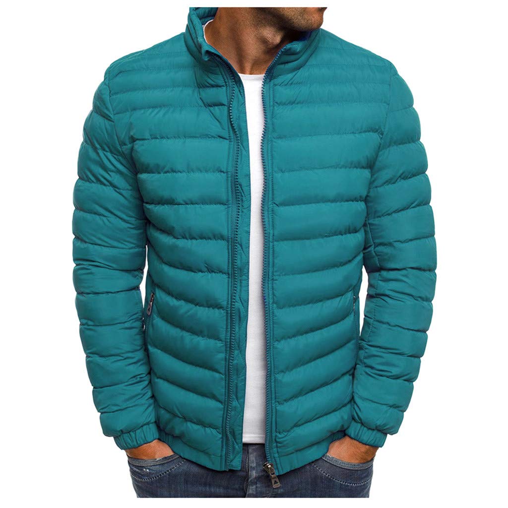 Starryflashing_men CoatMen Solid Jacket Male Long Sleeve Zipper Lightweight Warm Down Outwear Winter
