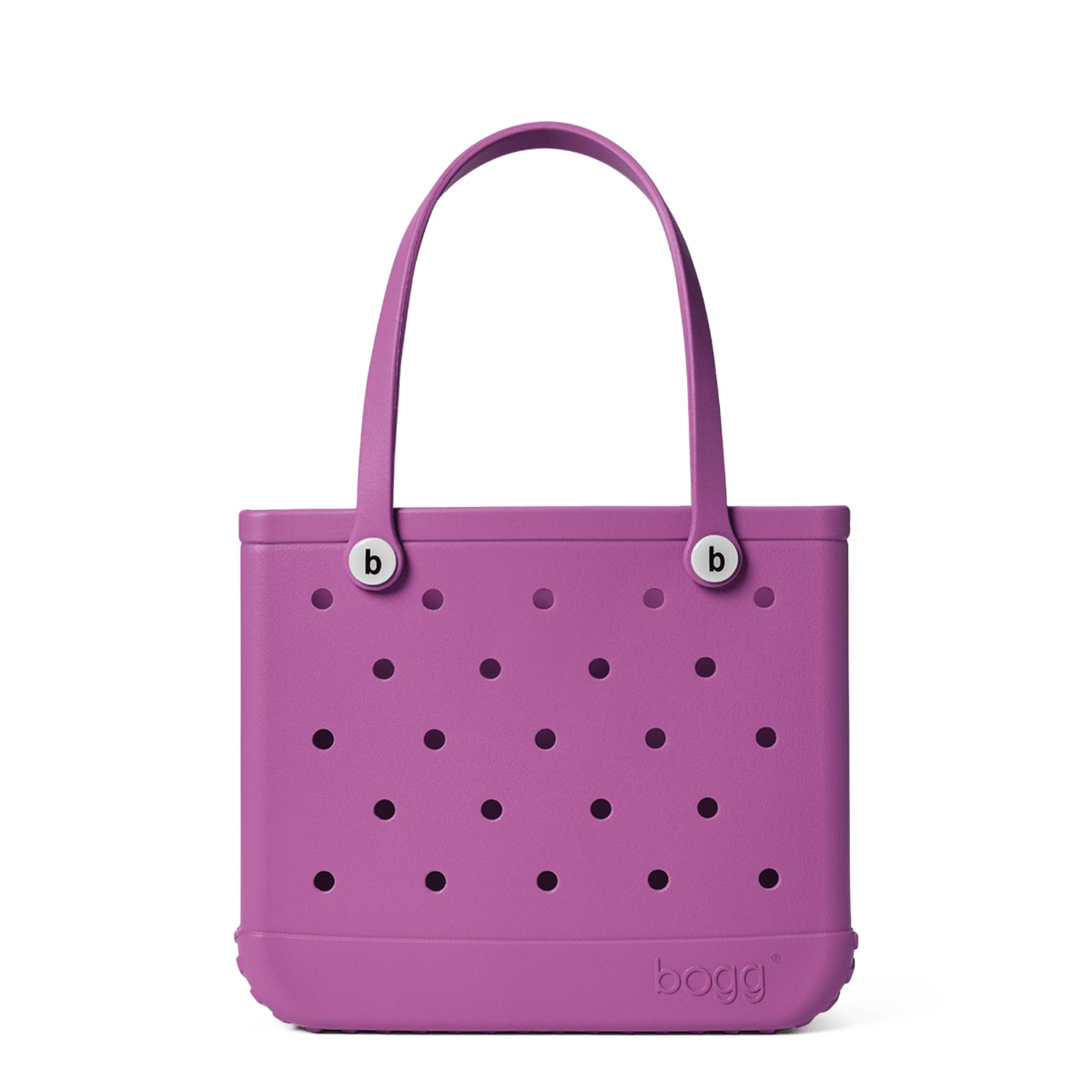 Medium Tote - Raspberry Beret, White Buttons - 15in L x 5in W x 12.5in H - Beach, Pool, Boat, Work, Sports - All Purpose EVA - Lightweight, Washable, Durable