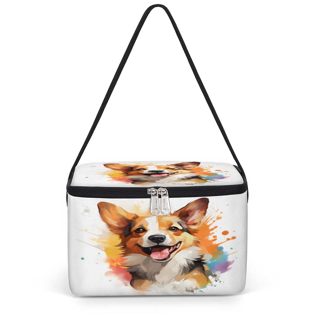 GzLeyigou Funny Dog Lunch Bags for Women Men 9 Cans, Hot & Cold Food Delivery Bag Insulated Grocery Bag Insulated Lunch Box Corgi Cooler Bag for Office Work Picnic Beach