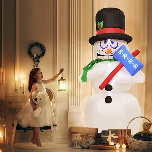 Tangkula 6' Inflatable Shivering Snowman LED Yard Holiday
