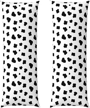 Body Pillow Cover 20x54 Inch, Black and White Animal Cow Print, Plush Velvet Long Pillowcase with Zipper, Soft Fluffy Rectangular Case for Couch Bed Hotel Decor
