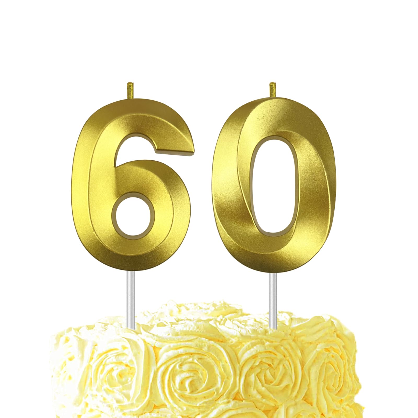 Gold Birthday Number 60 Candles for Wedding Party Cake Decorations