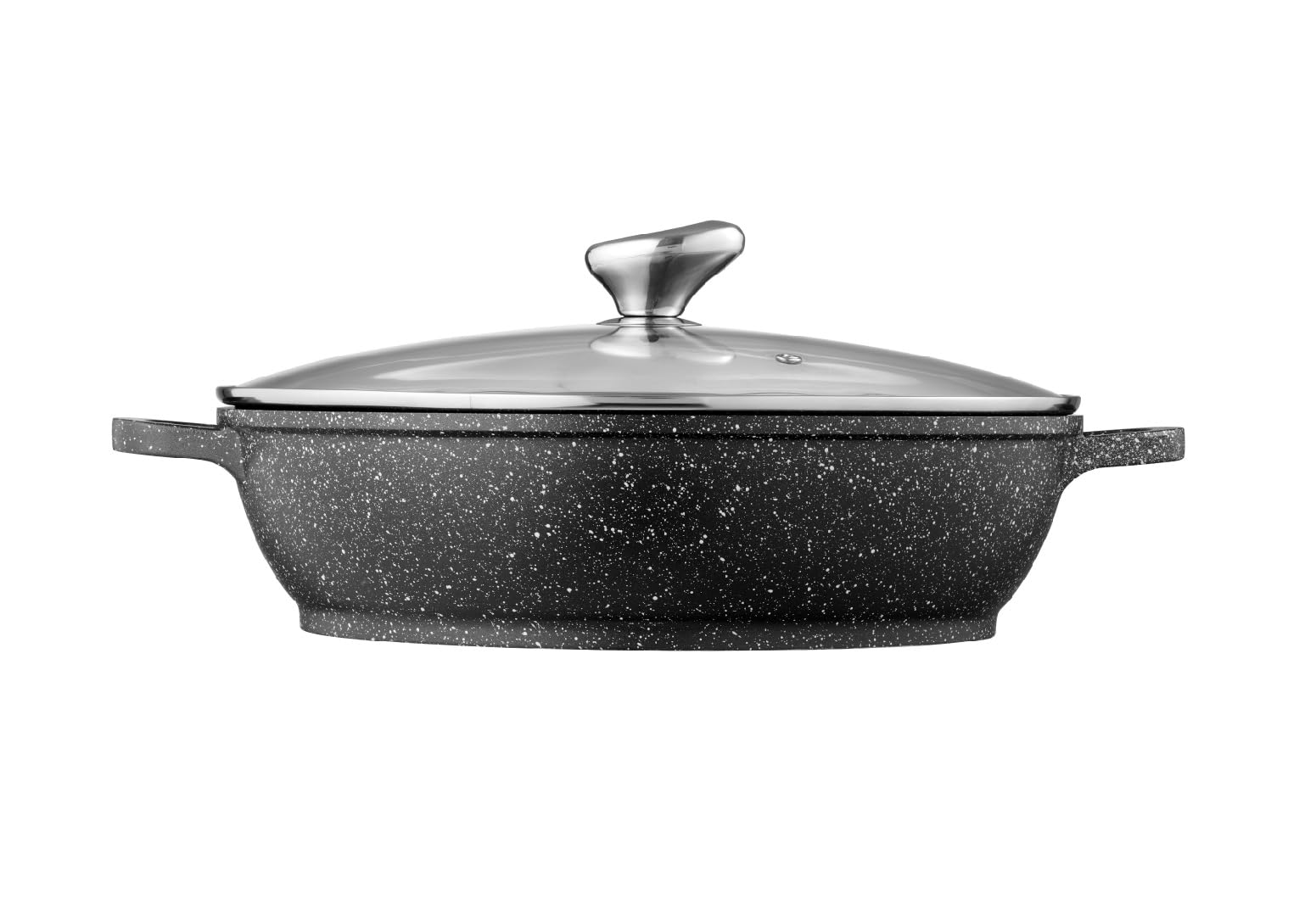 Pradel Excellence - PCUI001017 - Mijoteuse Fonte d'Aluminium Premium Ø32cm, Couvercle Verre - Revêtement Anti-Adhésif Façon Pierre - Poignée Amovible - Tout Feu, Noir