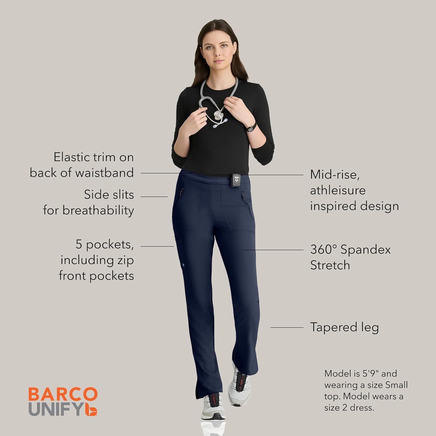 BARCO Unify Purpose Scrub Pant for Women – Indigo, 5-Pocket High-Rise Cargo Pants with 360 Spandex Stretch & Moisture Wicking Fabric – Large, Regular Fit - Image 5