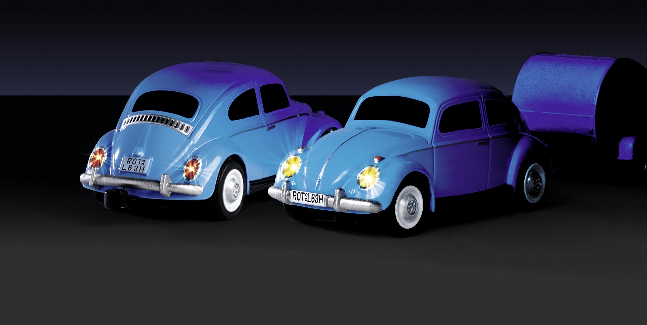 Carson 500504148 1:87 VW Beetle mit Anhänger 2.4G 100% RTR - Fahrfertiges Modell, RC Auto, H0 Auto,RC Modell,Diorama Fahrzeug