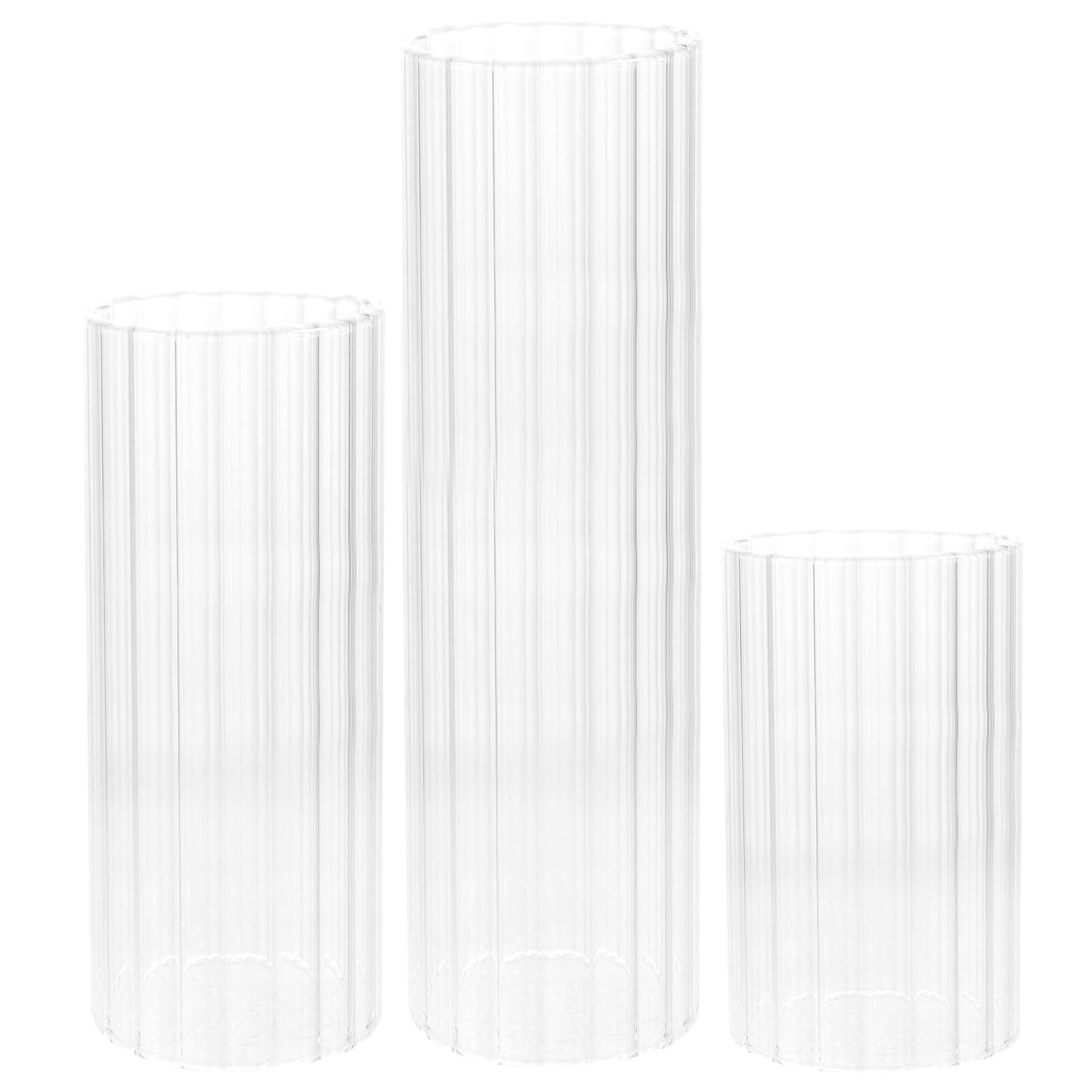 HOLIDYOYO Glass Hurricane Candle Holder, 3pcs Glass Cylinder Candle Holder Chimney Tube Open Ended Candle Shade Clear Chimney Shade Tube Cover for Home