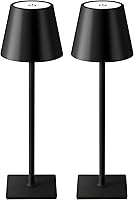 KDG 2 Pack Cordless Table Lamps - Rechargeable 5000mAh Portable LED Desk Lamps, 3 Color Stepless Dimming for Bedroom, Camping, Restaurant (Black)