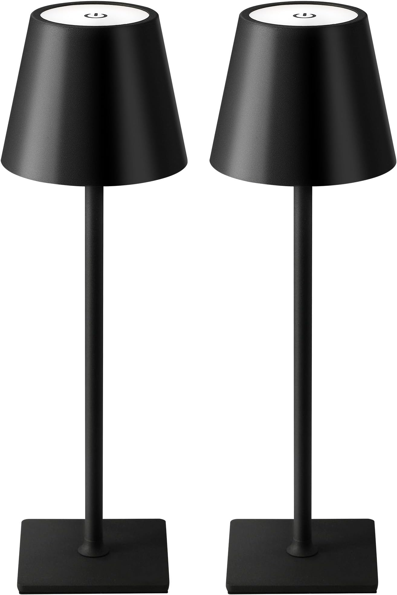 KDG 2 Pack Cordless Table Lamp, Portable LED Desk Lamps, 5000mAh Battery Operated, 3 Color Stepless Dimming Up, for Restaurant, Bedroom, Outdoor Camping, Coffee Shop, Night Light, Rechargeable (Black)