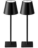 KDG 2 Pack Cordless Table Lamp, Portable LED Desk Lamps, 5000mAh Battery Operated, 3 Color Stepless Dimming Up, for Restaurant, Bedroom, Outdoor Camping, Coffee Shop, Night Light, Rechargeable (Black) Black-2