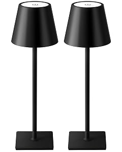 KDG 2 Pack Cordless Table Lamp Portable LED Desk Lamps 5000mAh Battery Operated 3 Color Stepless Dimming Up