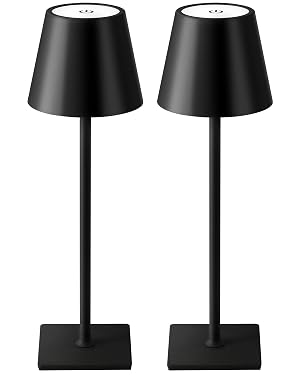 KDG 2 Pack Cordless Table Lamp Portable LED Desk Lamps 5000mAh Battery Operated 3 Color Stepless Dimming Up