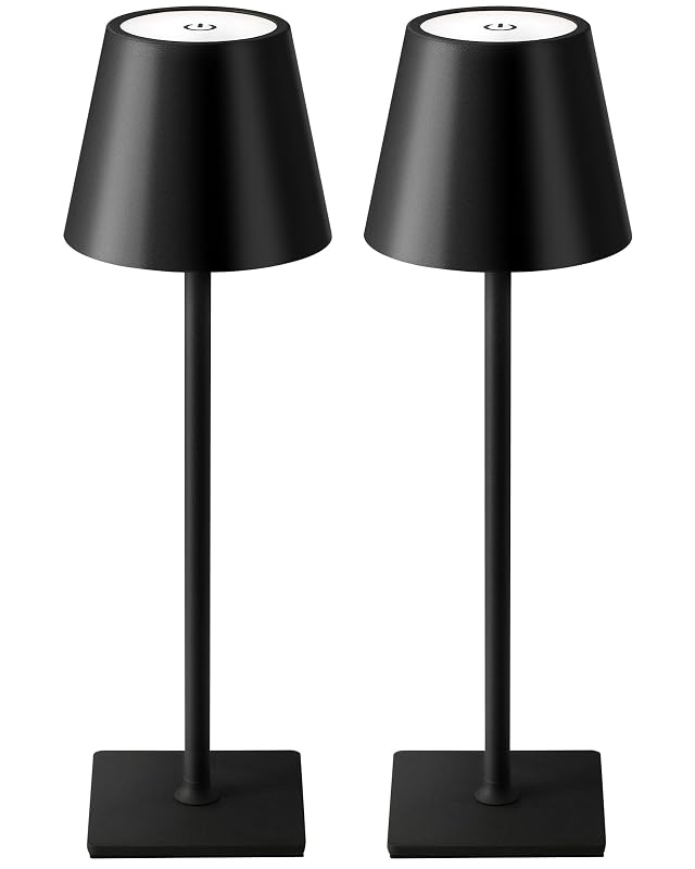 KDG 2 Pack Cordless Table Lamp Portable LED Desk Lamps 5000mAh Battery Operated 3 Color Stepless Dimming Up