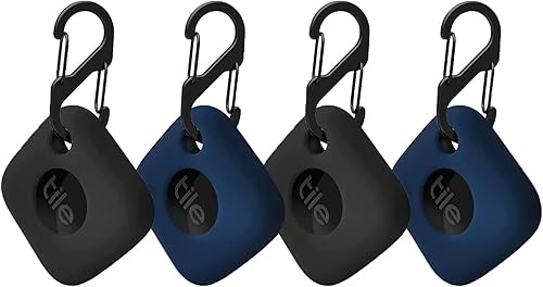 Miniatura 9 de VAEKNVG 4 fundas para Tile Mate Tracker 2022, funda protectora de silicona suave que absorbe los golpes con accesorios de mosquetón (negro, azul,