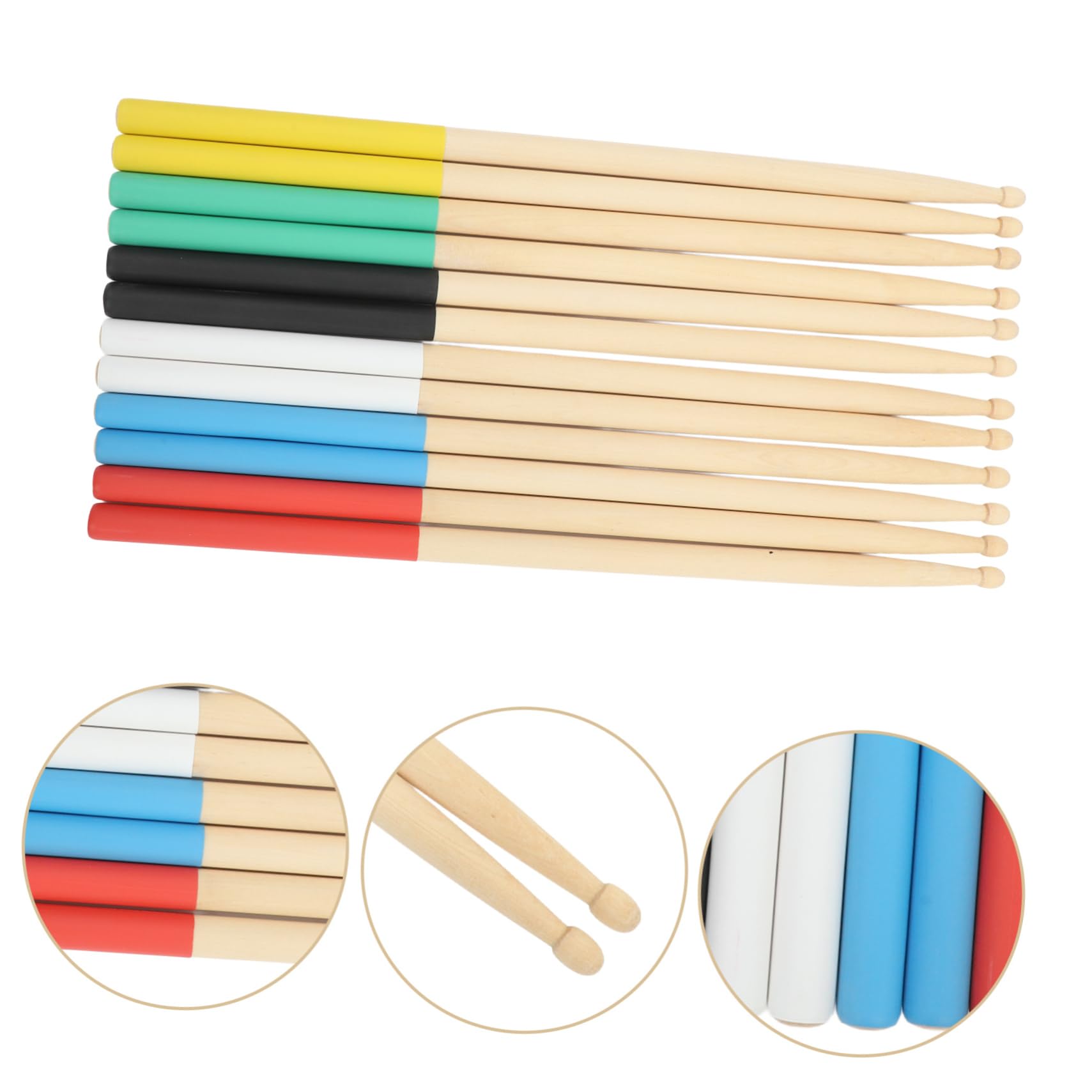 Toddmomy Bacchette e Impugnatura Confortevole Superficie Antiscivolo Percussioni in Acero 6 Paia Leggere per Batteria e Performance in Gruppi Musicali