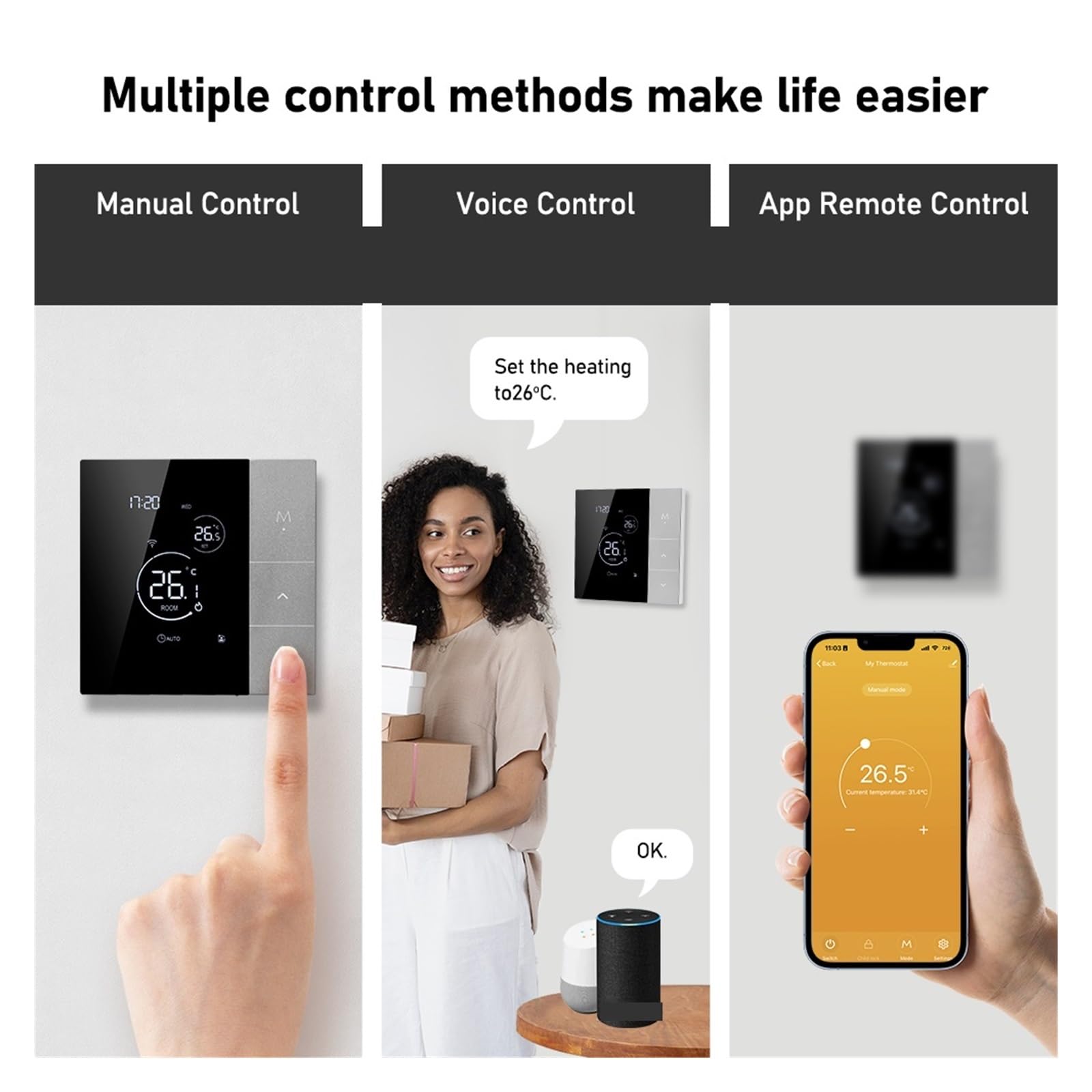 Digitaler Thermostat, WiFi-Thermostat mit Tuya Smart Home-Temperaturregler for warme elektrische Fußbodenheizungs-Temperaturregler(TGP508-WIFI-EP)