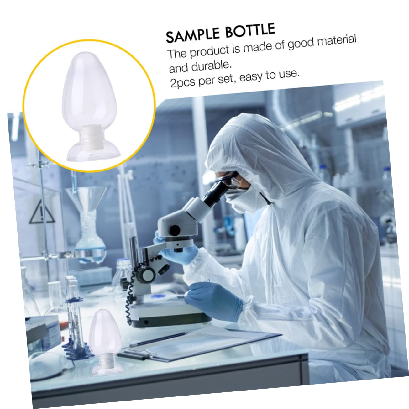 iplusmile Bottiglia da Laboratorio Conica in Vetro Tappo per Conservazione Campioni 3 Pezzi