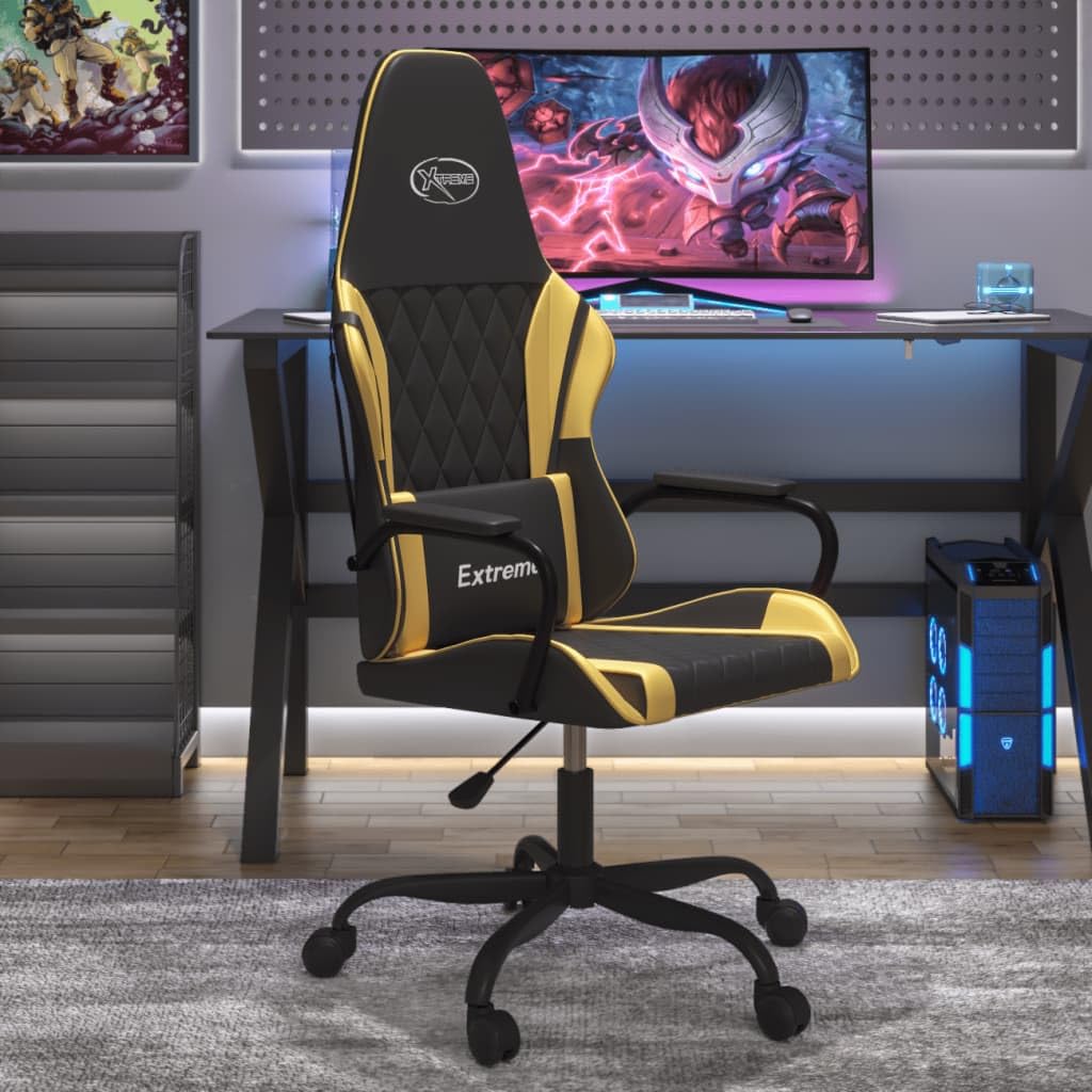 Silla Gaming de Masaje Cuero sintético Negro y Dorado, Sillón De Relax, Sillon Masaje Relax, Sillon Relax Electrico, Hogar Sillon Relax, Sillones Comodos, Sofa Tantra - 345535