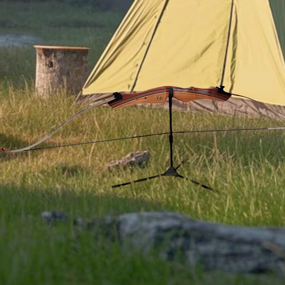 MiOYOOW Support d'arc de Tir à l'arc, Porte d'arc Longue Pliable, Stand d'arc Recourbé avec Base Antidérapante pour Le Tir de Chasse en Plein Air
