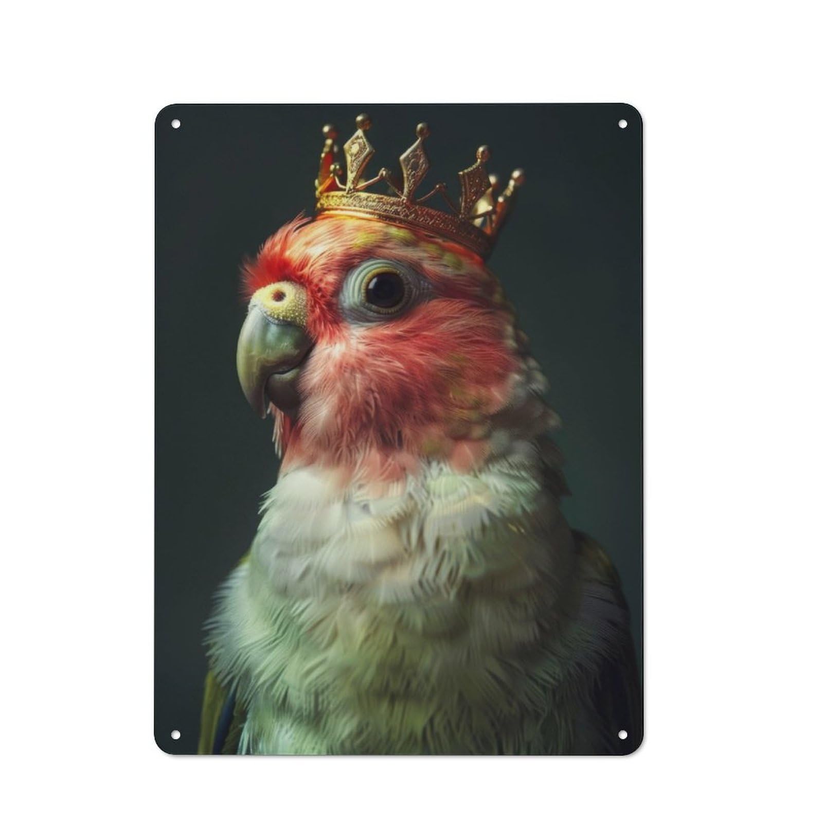Junmoney Parrot Bird Cute King Tin Wall Plaque 40X30cm With For Guest Room Or Hallway, For Metal Sign Collectors, For Garage And Workshop Walls