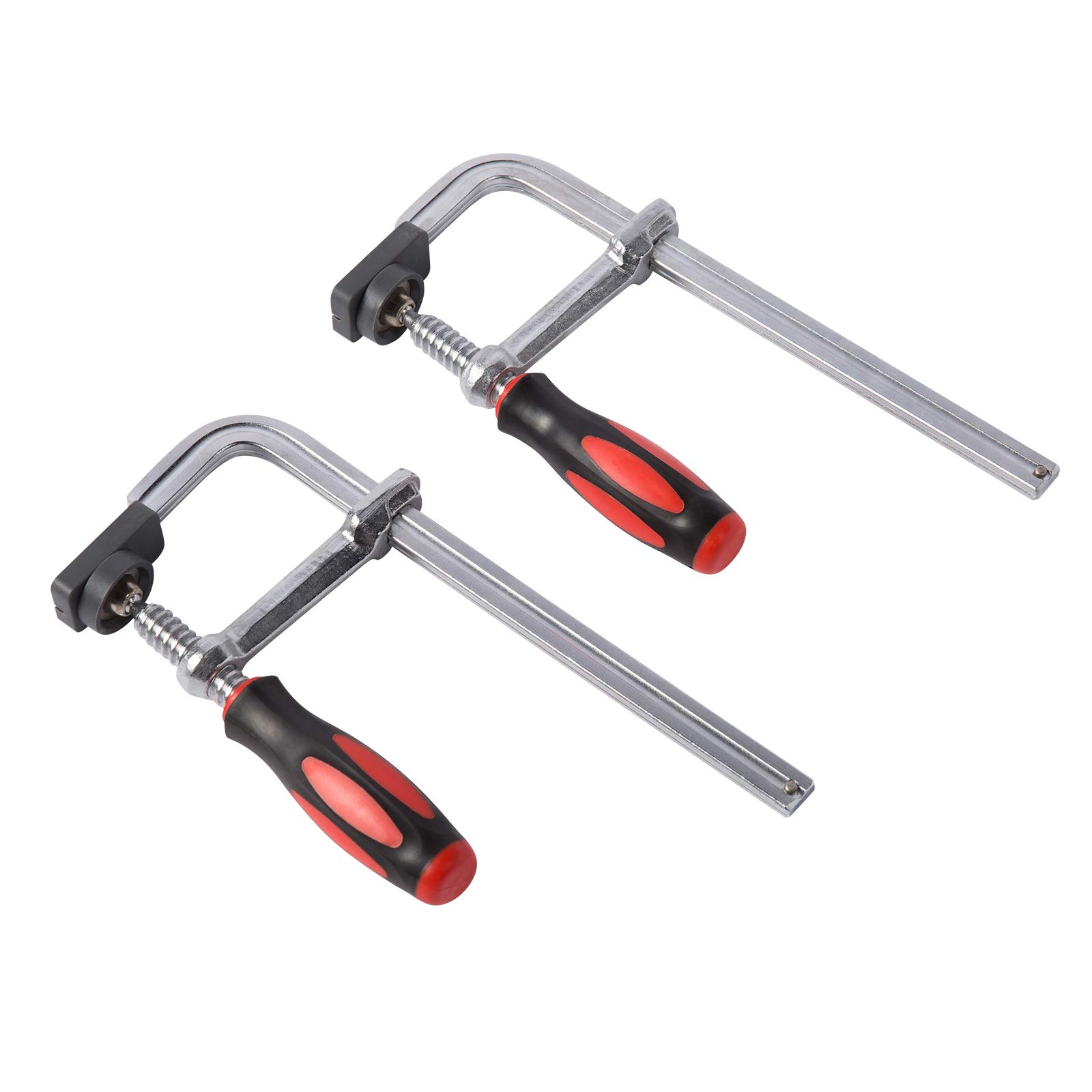 MaxPower Abrazadera Tipo F de 8" - Pack de 2 - Sargentos de Barra de Acero Tratado Térmicamente para Uso Mediano con Mango de Sujeción Ergonómico y Protectores de Mordaza