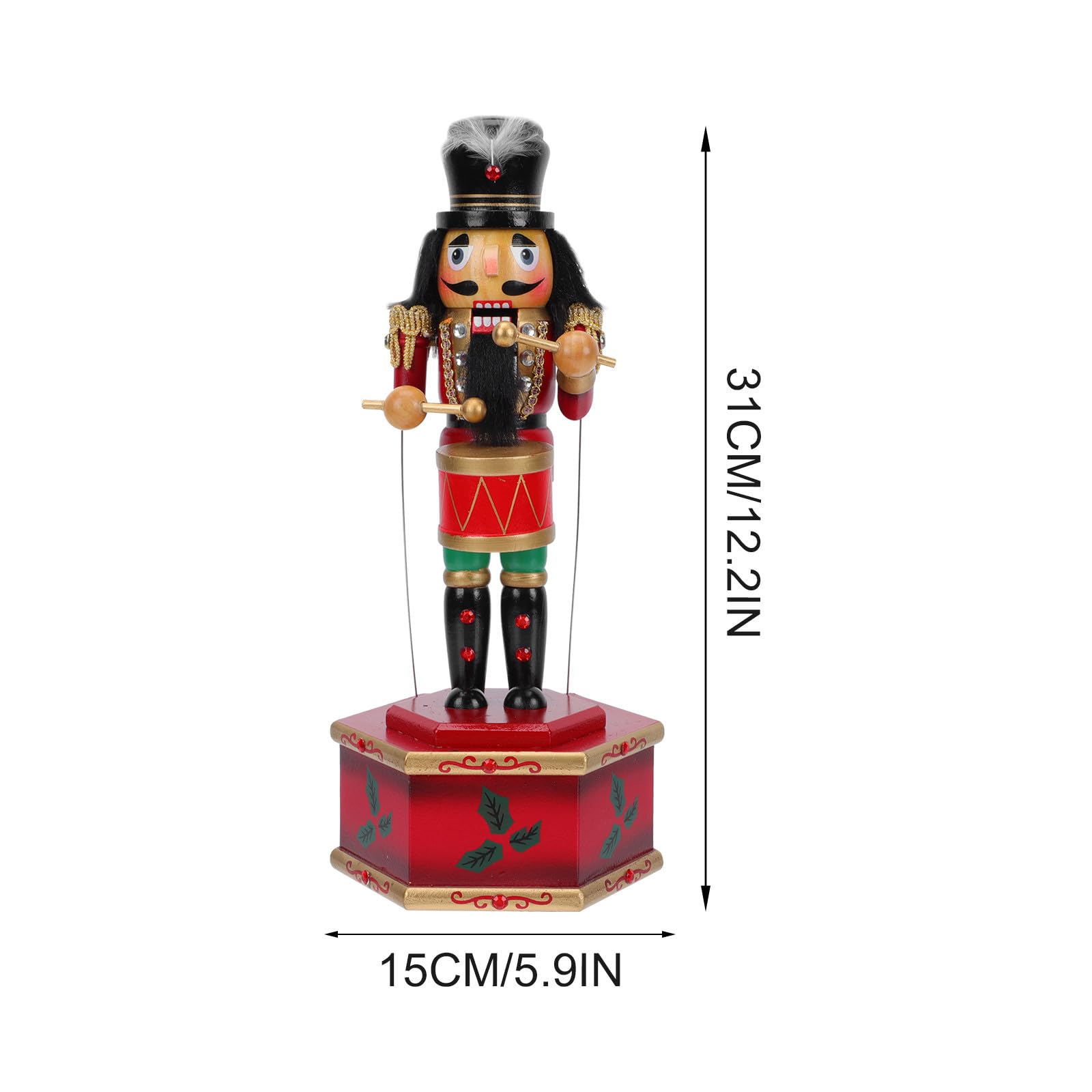 IMIKEYA Caja de Música Decorativa de Madera Cascanueces Negro, Reproducción de Melodías y Diseño Creativo para Oficina y Fiestas Navideñas