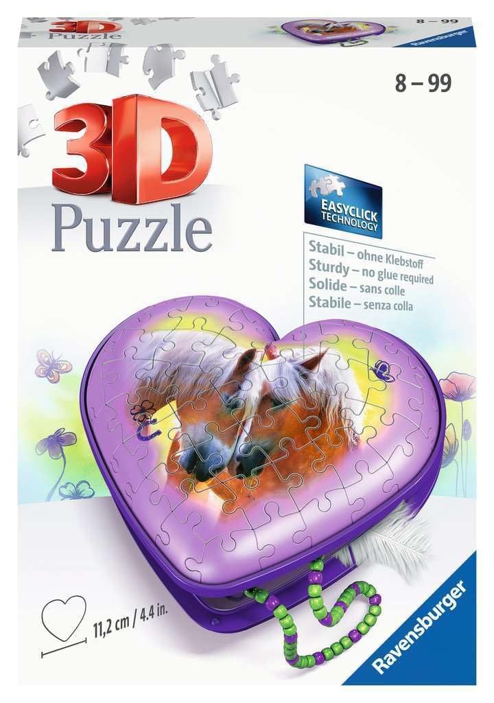 Ravensburger 3D Puzzle 11171 - Herzschatulle Pferde - 54 Teile - Aufbewahrungsbox für Pferde-Fans ab 8 Jahren: Erlebe Puzzeln in der 3. Dimension