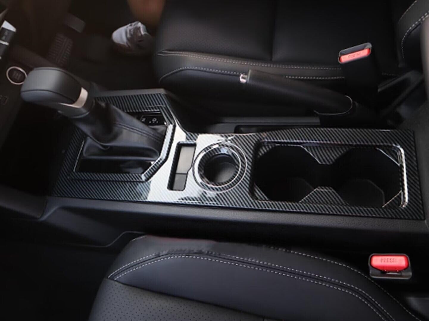 Carbon Fiber Gear Shift Panel Cover Accessories for Mitsubishi MV Triton 2024 2025, Car Parts Protector Guard Plate ABS, Black