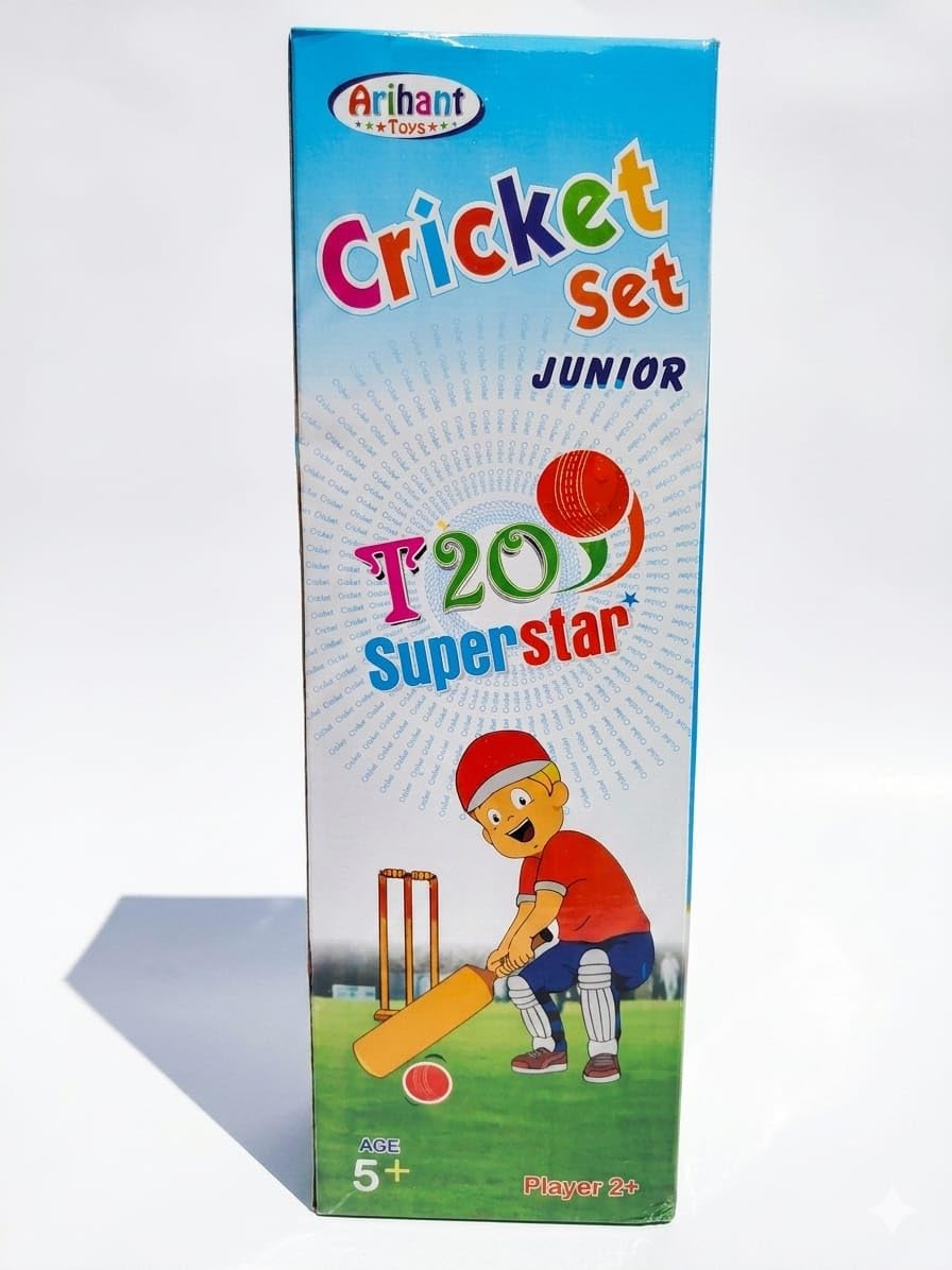 Junior Cricket Set for Kids Age 5+ with Bat, Ball, Wickets & Bases – Outdoor Sports Toy-image-34