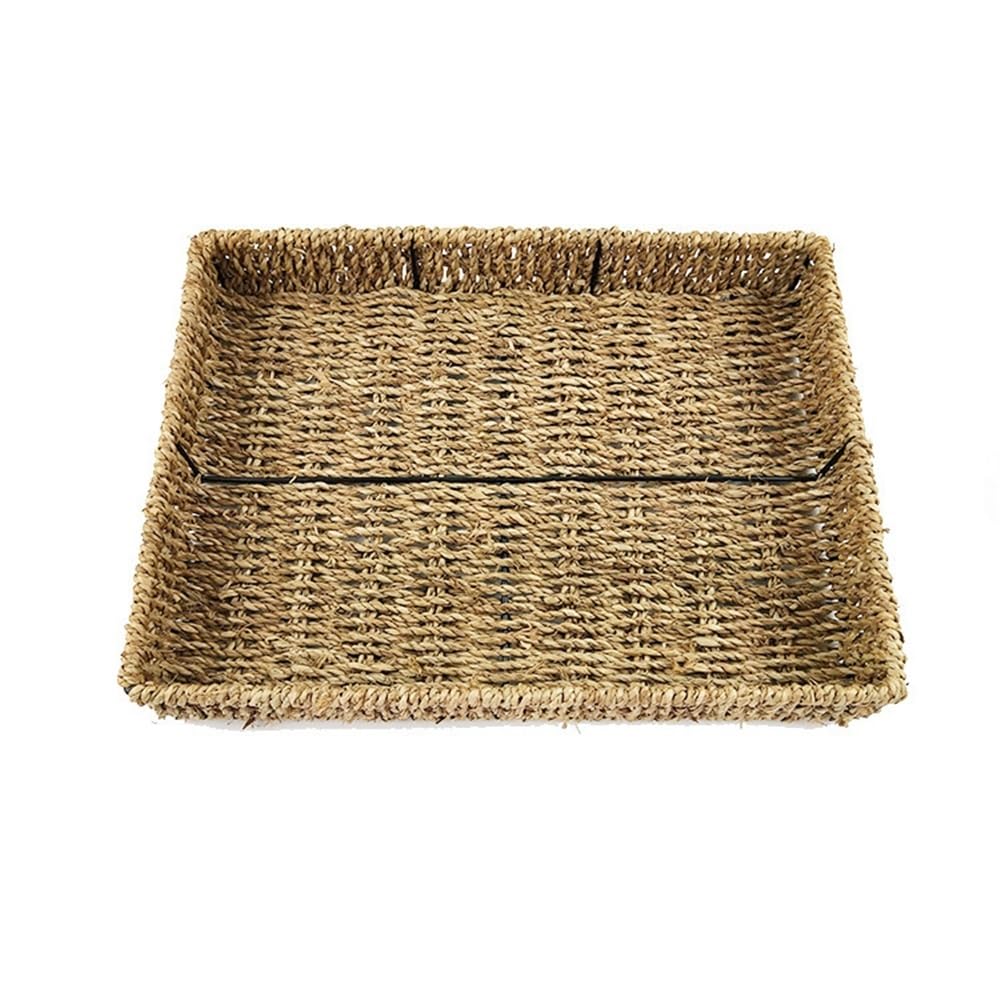 Accessori per la conservazione camera da letto Cestino portaoggetti in paglia intrecciata con alghe Vassoio for snack Cestino portaoggetti for gioielli Cosmetici Cestino portaoggetti da scrivania for