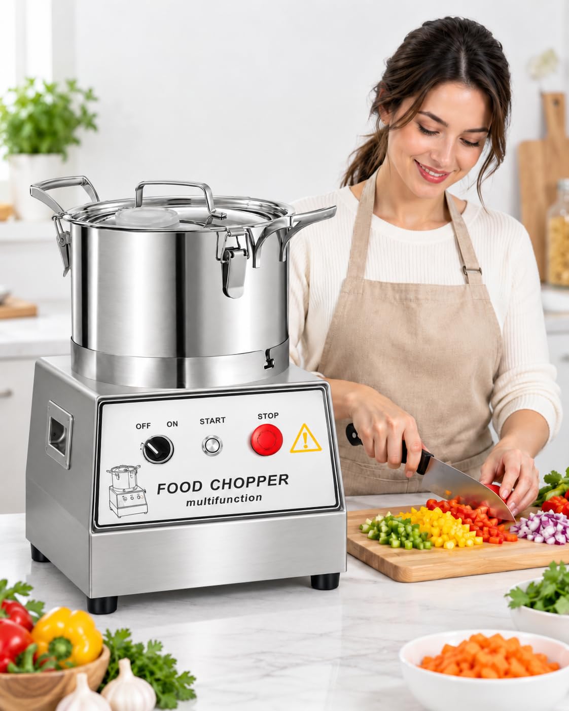 Picadora Eléctrica De Verduras Y Carne, Procesador Comercial 5L 15L
