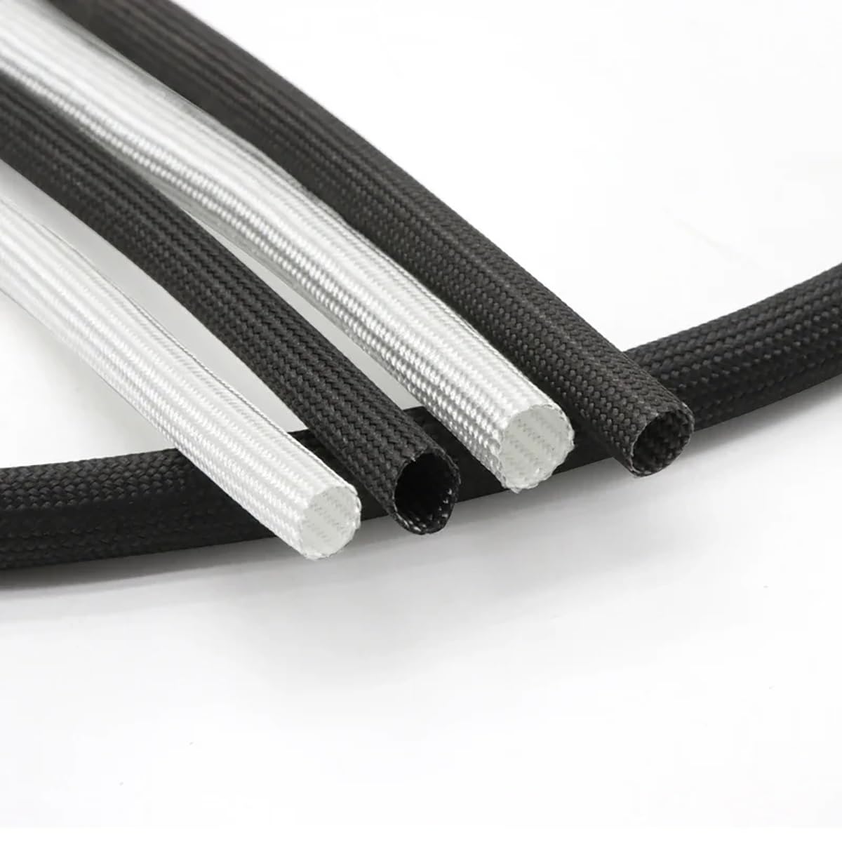 LOMNCHSG Wire Insulation Braid Fire Sleeve, Braided Fiberglass Sleeve 5 Meters 600°C Black White 1-3mm(White,3mm)