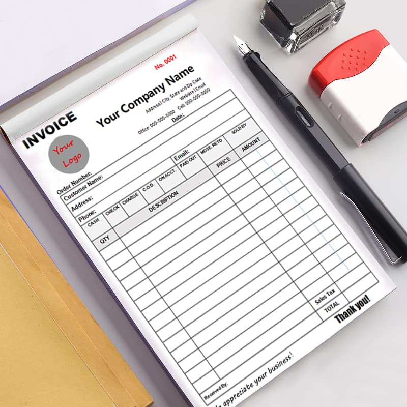 Custom Carbonless Invoice Book Personalized, 2-Part NCR