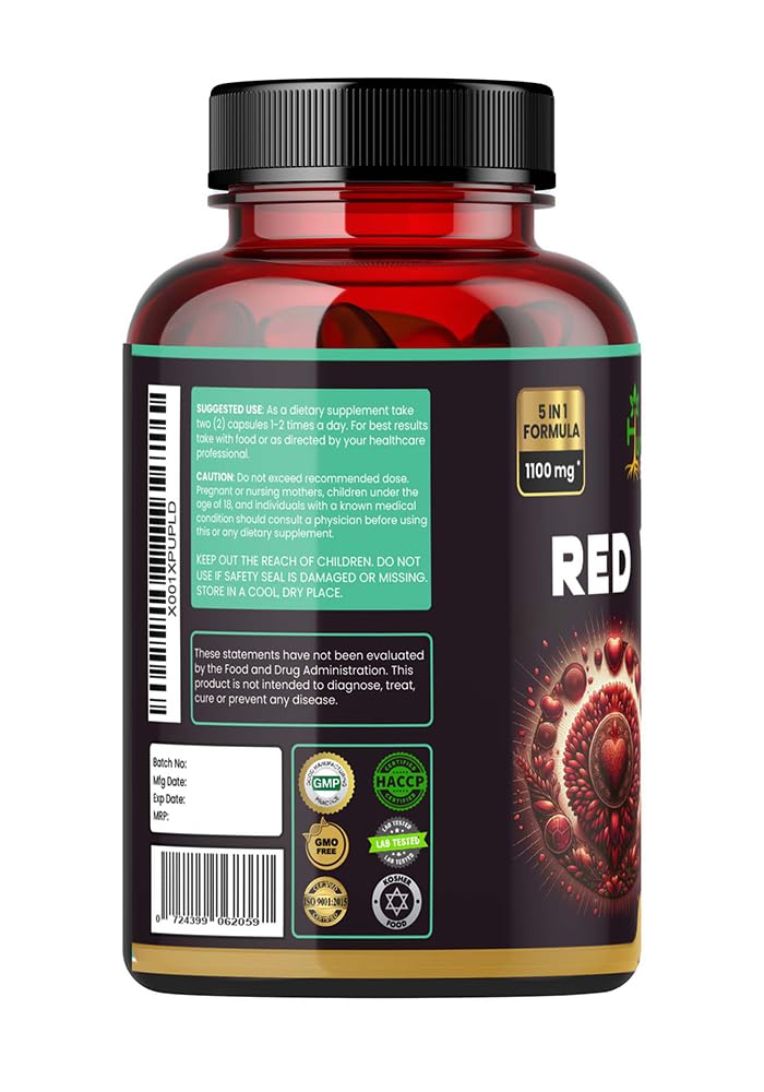 Humming Herbs Red Yeast Rice 500mg Capsules - Natural Cholesterol Support with CoQ10, Policosanol, Lycopene & Beta-Sitosterol - Promotes Heart Health & Blood Circulation - Vegan, Non-GMO — Amazon image 7