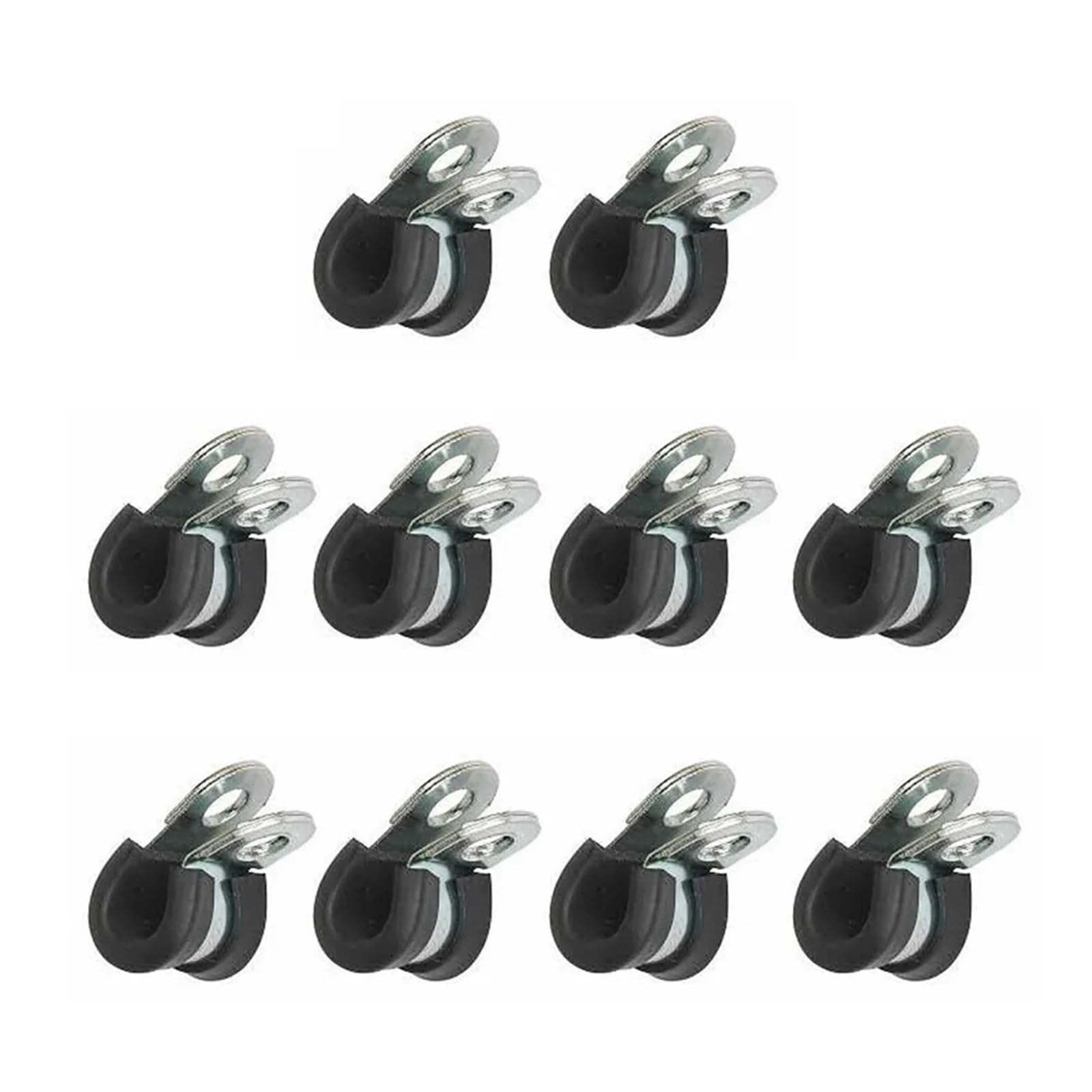 SHALLEZSOU Pipe clamp 10pcs 8mm Metal P Clips Rubber Lined Wiring Hose Pipe Clamp For Brake Gas Line Fixing
