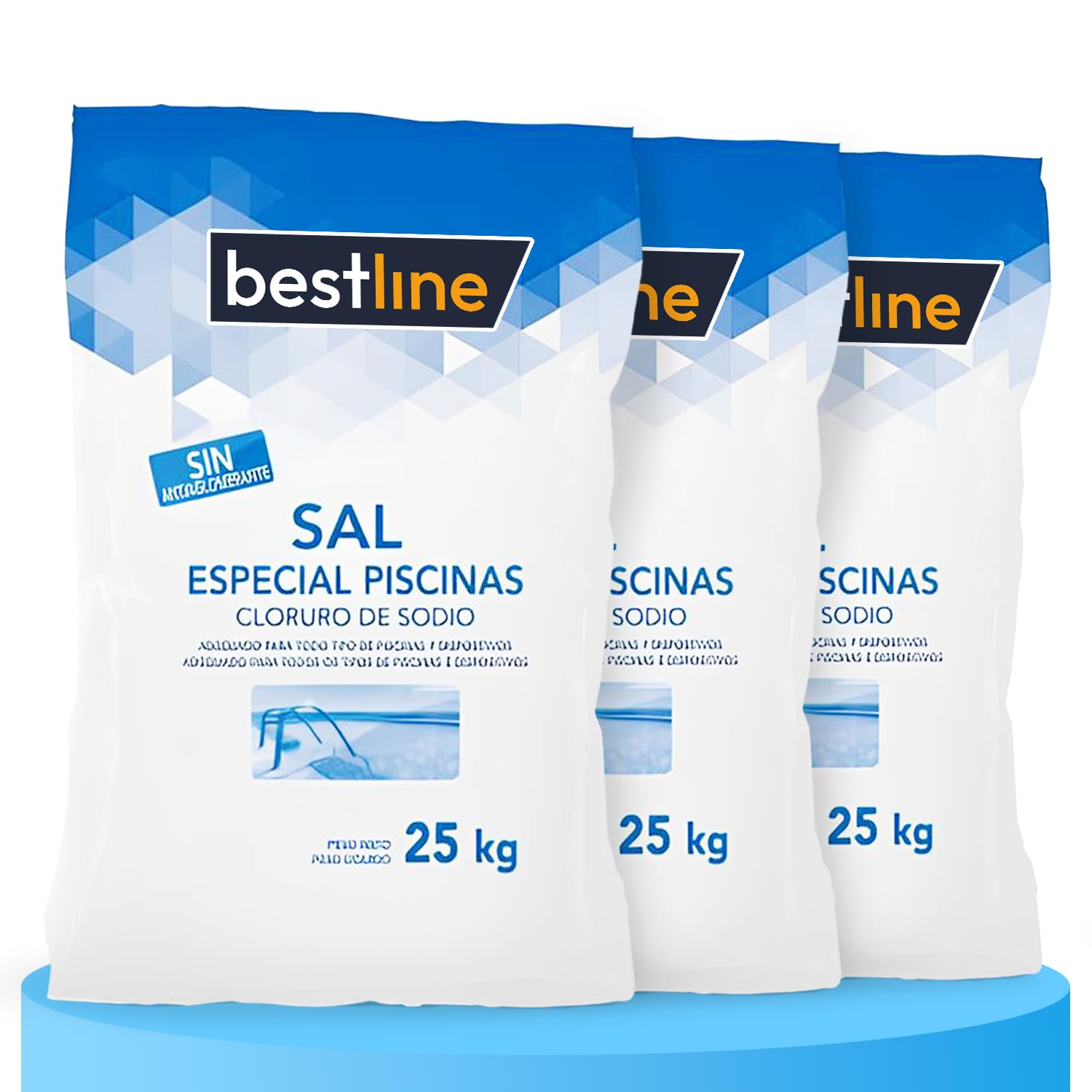 3 Säcke, Meersalz, feuchtes Meersalz, ideal, um das Wasser klar und sauber zu halten, 75 kg