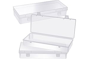 WLLHYF Small Rectangle Clear Plastic Hinged Lid Storage Containers for Beads Crafts and Jewelry