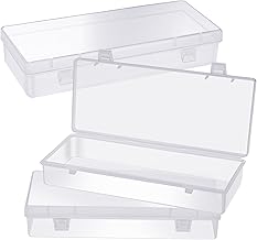WLLHYF Kleine Kunststoff Aufbewahrungsbehälter mit Scharnierdeckel Rechteckig Transparent für Perlen, Schmuck und Bastelartikel (15,5 x 6,5 x 3,5 cm)