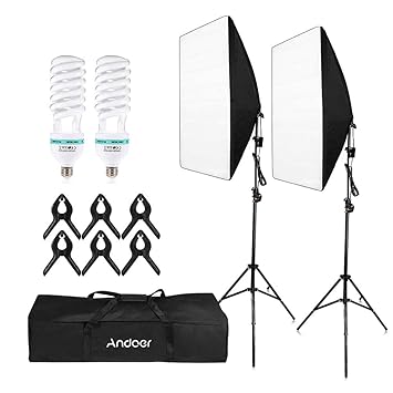 P graphy Studio Cube Umbrella Softbox Light Lighting Tent Kit P Video Equipment 2 * 135W Bulb 2 * Tr Stand 2 * Softbox 6 * Clip 1 * Carrying Bag for Portrait Product UK Plug 220V