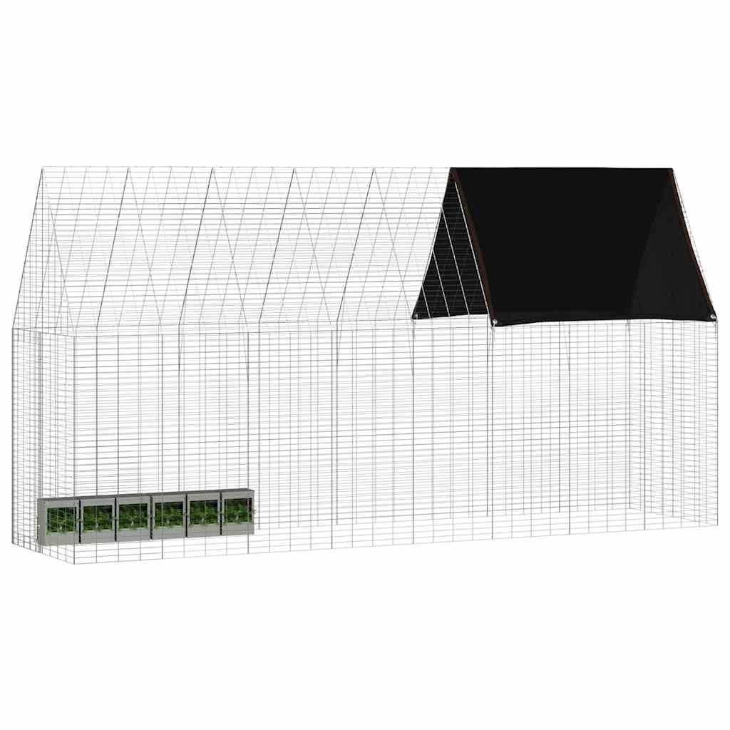 Srebrna klatka dla królika, 400 x 100 x 210 cm, wykonana ze stali galwanizowanej, odporna na warunki atmosferyczne i trwała, dla królików, świnek morskich, chomików, gryzoni, do użytku na