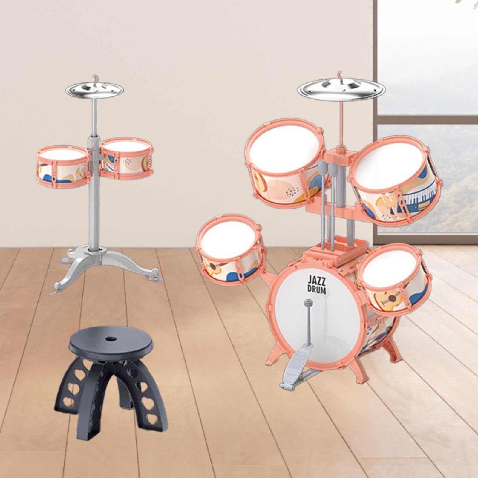 Set Batteria Jazz Per Bambini Con Panchina