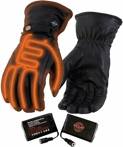 Milwaukee Leather MG7519SET - Guantes de moda con calefacción para hombre con tecnología i-Touch (batería recargable incluida)