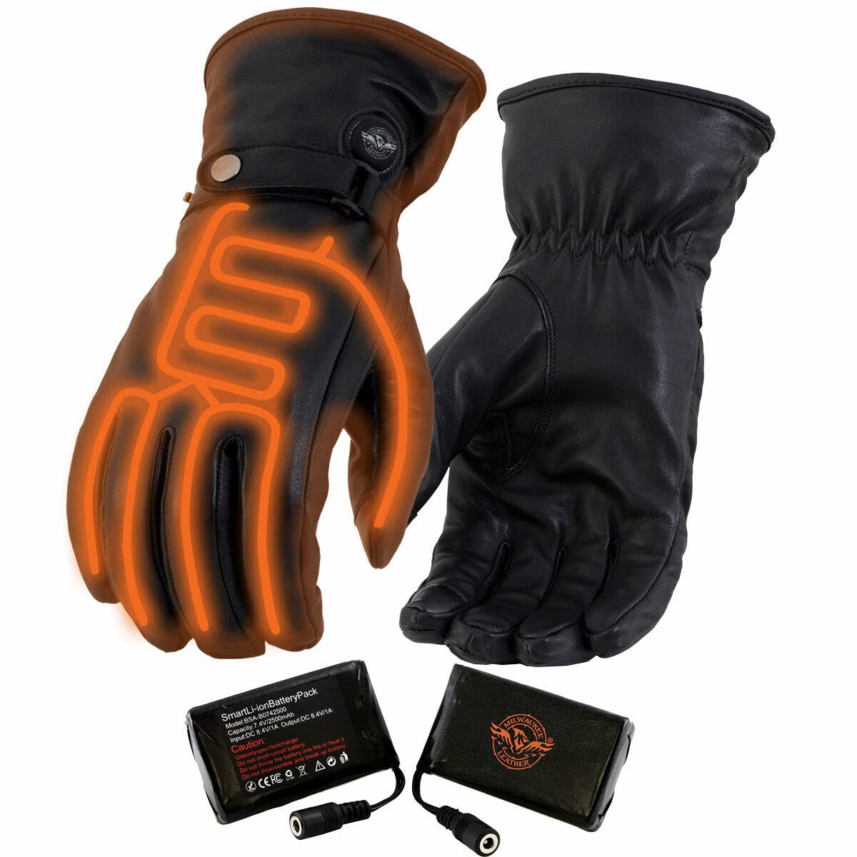 Milwaukee Leather MG7519SET Men’s Black Heated ‘Fashion Gloves’ with i-Touch Technology (Rechargeable Battery Pack Included) (X-Large)