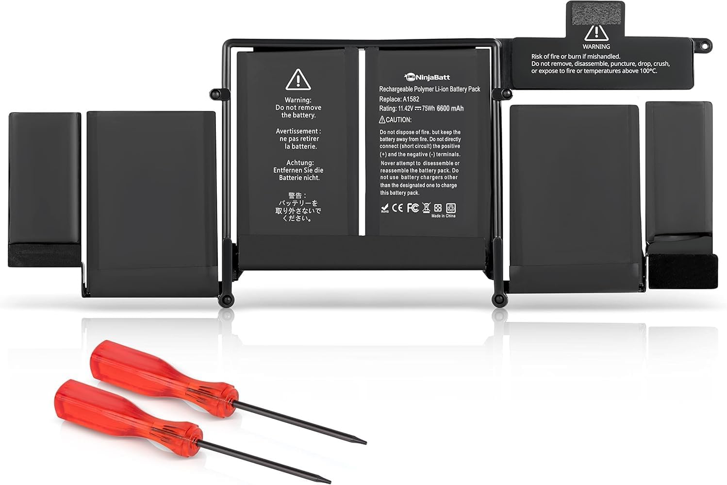 NinjaBatt Battery Replacement A1502 A1582 for Apple MacBook Pro Retina 13” A1493 [Early 2015, Mid 2014, Late 2013] - High Performance